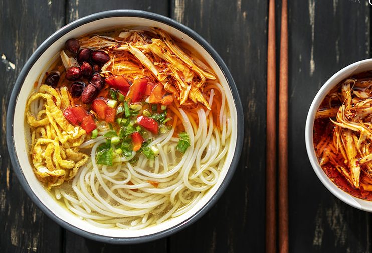 Rice Noodles with Shredded Chicken in Chili Oil, a bowl of home-style&nbsp;flavor
